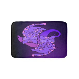 Customisable Purple Gemini Retro Neon Kittens Bath Mat