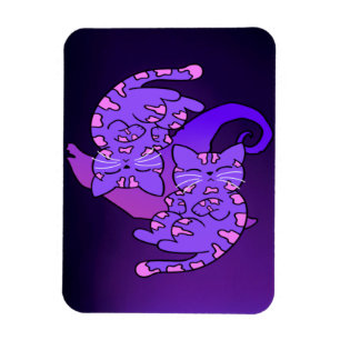 Customisable Purple Gemini Retro Neon Kittens Magn Magnet