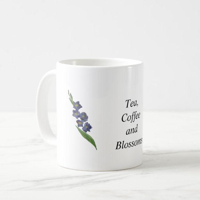 Customisable Purple Gladiolus Watercolor Mug Gift (Front Left)