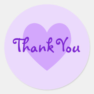 Customisable Purple Heart Lavender Thank You Classic Round Sticker