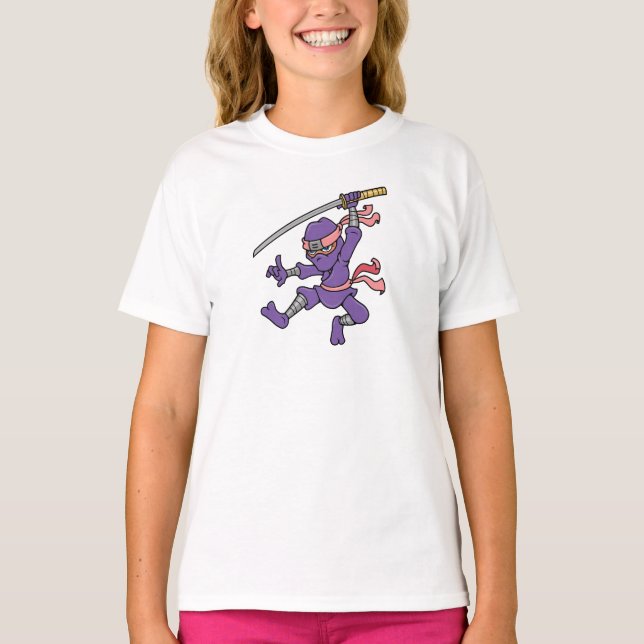Customisable Purple Jumping Ninja T-Shirt (Front)