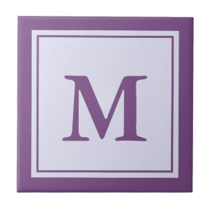 Customisable Purple Monogram Ceramic Tile