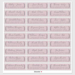 Customisable Purple Wedding Guest Address Labels
