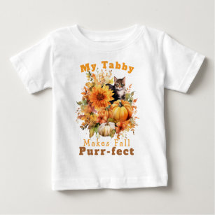 Customisable Purr-fect Autumn Cat Tabby Baby T-Shirt