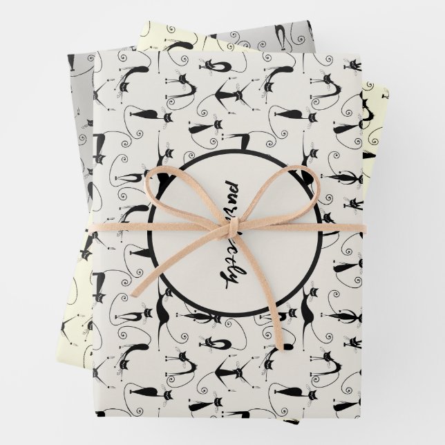 Customisable Purr-fectly Cat Wrapping Paper Sheet (In situ)