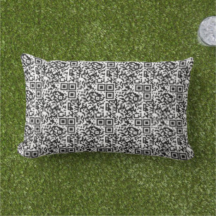 Customisable QR Code Black & White Abstract Geek Lumbar Cushion