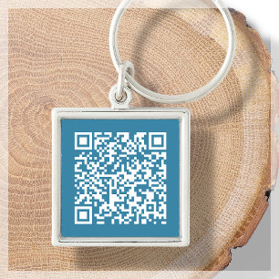 Customisable QR Code Blue Keychain