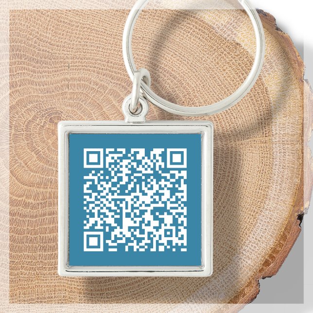 Customisable QR Code Blue Keychain (Creator Uploaded)