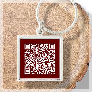Customisable QR Code Burgundy Keychain