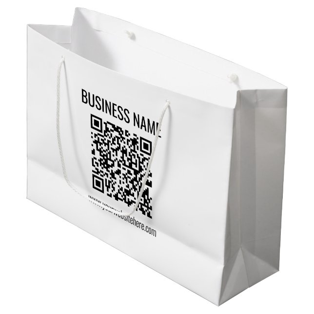 Customisable QR code & Business Name Large Gift Bag (Front Angled)