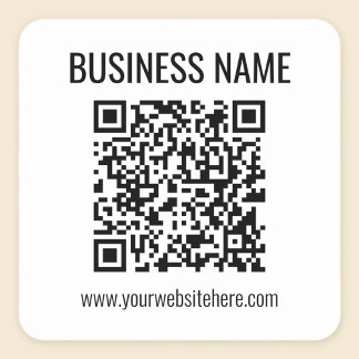 Customisable QR code & Business Name Square Sticker