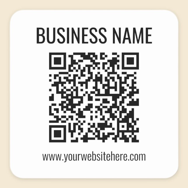 Customisable QR code & Business Name Square Sticker (Creator Uploaded)