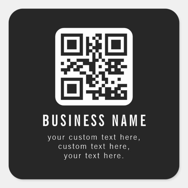 Customisable QR Code & Editable Text Design Square Sticker (Front)
