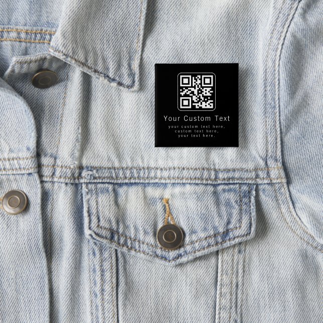 Customisable QR Code & Editable Text Template 15 Cm Square Badge (In Situ)