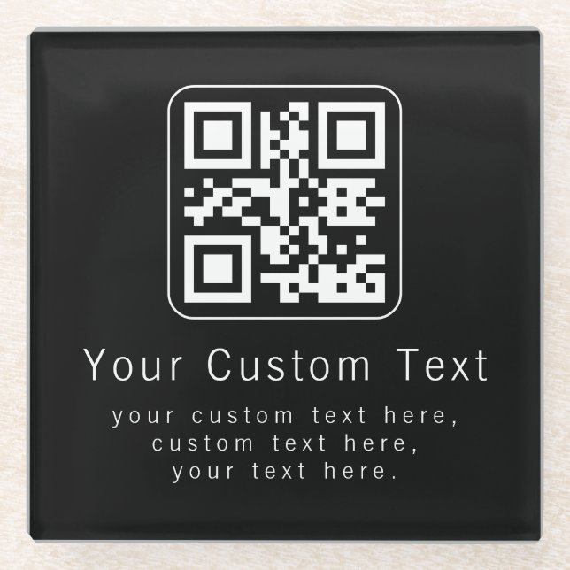 Customisable QR Code & Editable Text Template Glass Coaster (Front)
