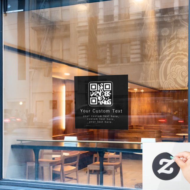 Customisable QR Code & Editable Text Template Window Cling (Cafe Window)