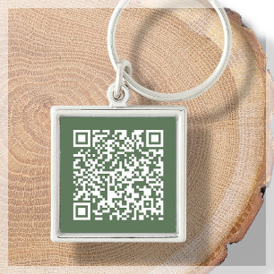 Customisable QR Code Forest Green Keychain