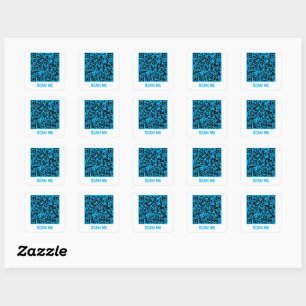 Customisable QR code SCAN ME blue Square Sticker