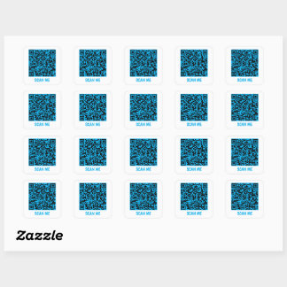 Customisable QR code SCAN ME blue Square Sticker