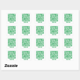 Customisable QR code SCAN ME green Square Sticker