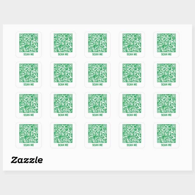 Customisable QR code SCAN ME green Square Sticker (Sheet)