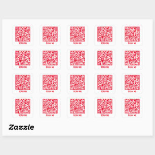 Customisable QR code SCAN ME red Square Sticker