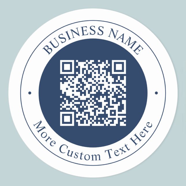 Customisable QR code & Text | Dark Navy Blue Classic Round Sticker (Creator Uploaded)