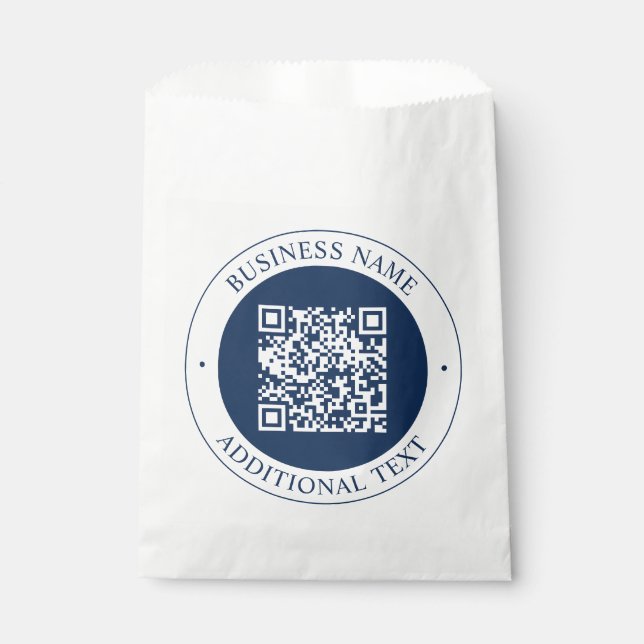 Customisable QR code & Text | Dark Navy Blue Favour Bags (Front)