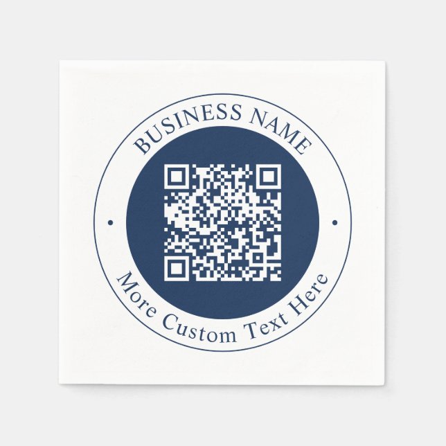 Customisable QR code & Text | Dark Navy Blue Napkin (Front)