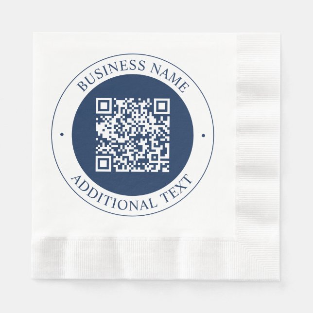 Customisable QR code & Text | Dark Navy Blue Napkin (Front)