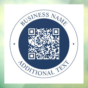 Customisable QR code & Text Dark Navy Blue Window Cling