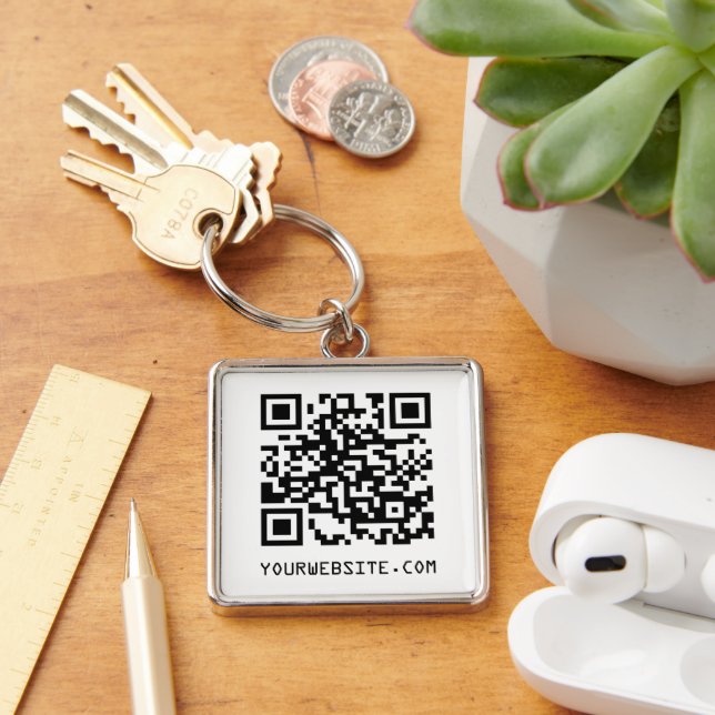 Customisable QR Code Your Webpage Link Key Ring (Desk)