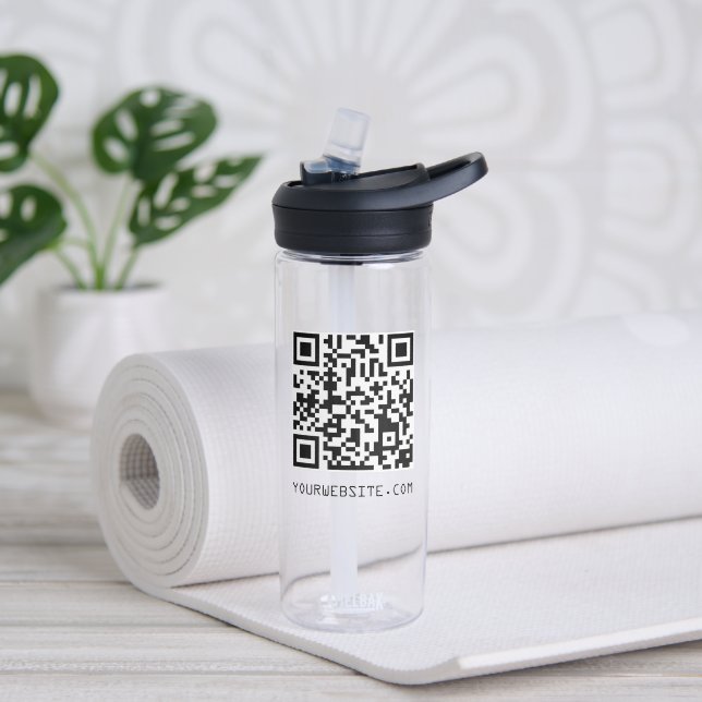Customisable QR Code Your Webpage Link Water Bottle (Yoga)