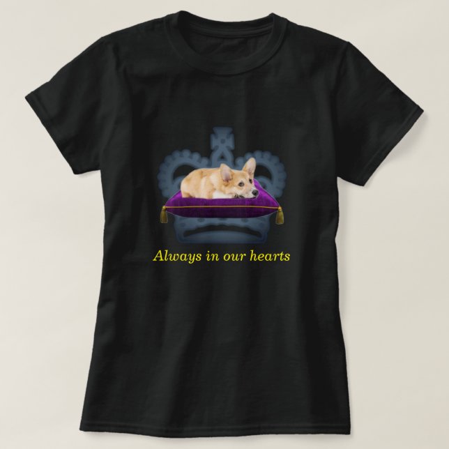 Customisable Queen corgi cushion crown T-Shirt (Design Front)