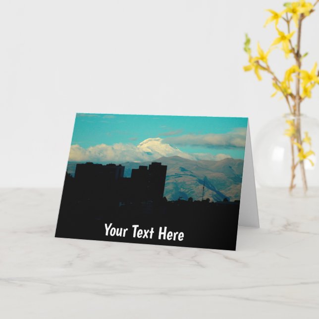 Customisable Quito volcano Card (Yellow Flower)