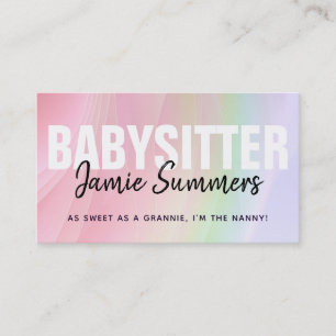 Customisable Rainbow Babysitter Business Cards