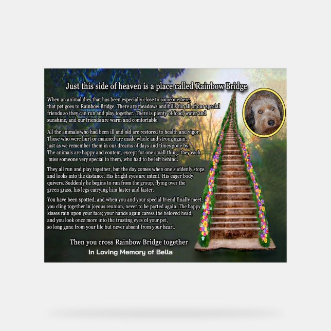 Customisable Rainbow Bridge Pet Memorial Acrylic Sign (Front)