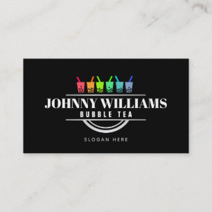 Customisable Rainbow Bubble Tea Business Cards