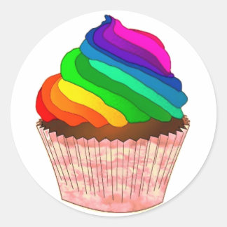 Customisable Rainbow Cupcake Pride Design Classic Round Sticker