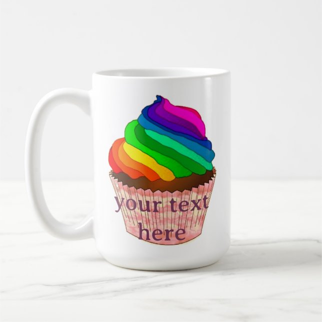 Customisable Rainbow Cupcake Pride Design Coffee Mug (Left)