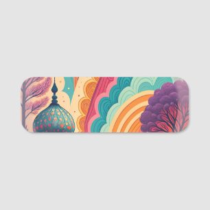 Customisable Rainbow Fantasy Classic Name Tag