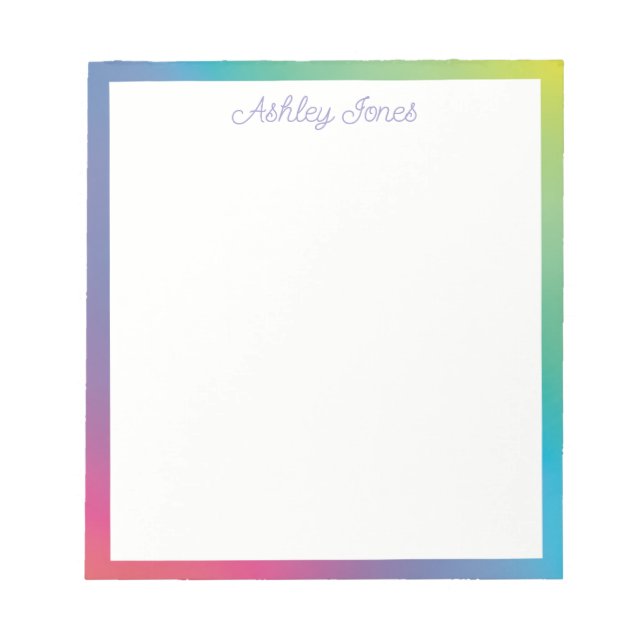 Customisable Rainbow Gradient  Notepad (Front)