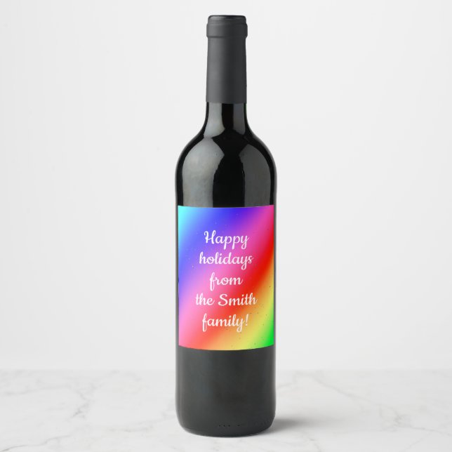 Customisable Rainbow Gradient Wine Labels (Front)