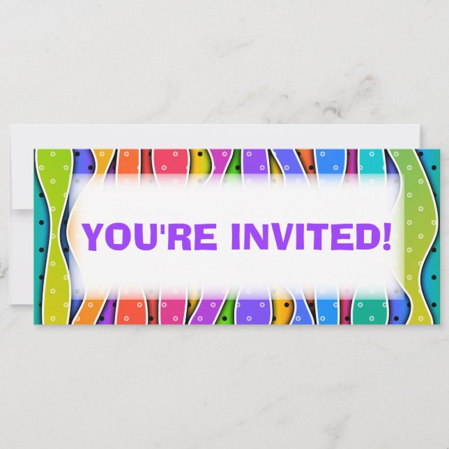 Customisable RAINBOW STRIPES PARTY INVITATION (Front)