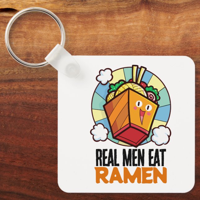 Customisable Real Men Eat Ramen Key Ring (Front)