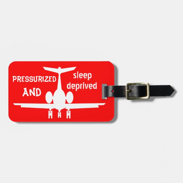 Customisable Red Aeroplane Luggage Identity Tag (Front Horizontal)