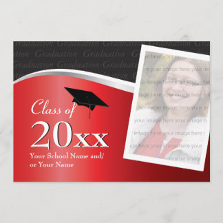 Customisable Red and Black Graduation Invitation