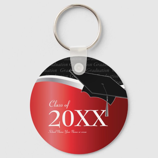 Customisable Red and Black Graduation Keychain (Front)