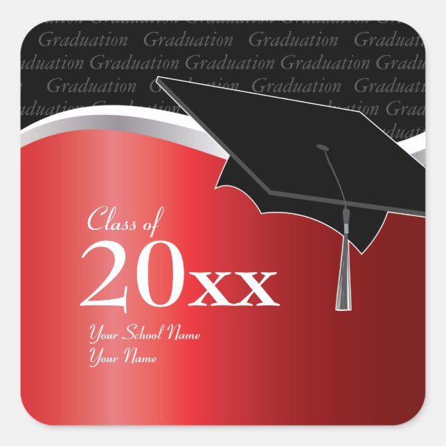 Customisable Red and Black Graduation Sticker (Front)