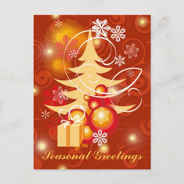 Customisable Red and Gold Christmas Holiday Postcard (Front)